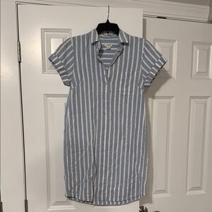 J crew blue and white striped cotton dress size xs